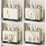 Modern Elegant Kitchen Supplies Storage Holder - Multilayer White Wall Mounted Rack for Utensils and Pot Lids