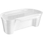 White Plastic Kitchen Storage Basket, Hanging, Can Be Used as Trash Bin, Cabinet Top Storage Basket, or Drawer Door Basket