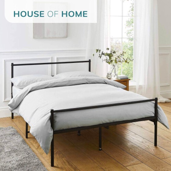 黒色、厚手のシングルメタルベッドフレーム、黒 - シングルベッドフレーム、6フィート x 4.6フィートのベース