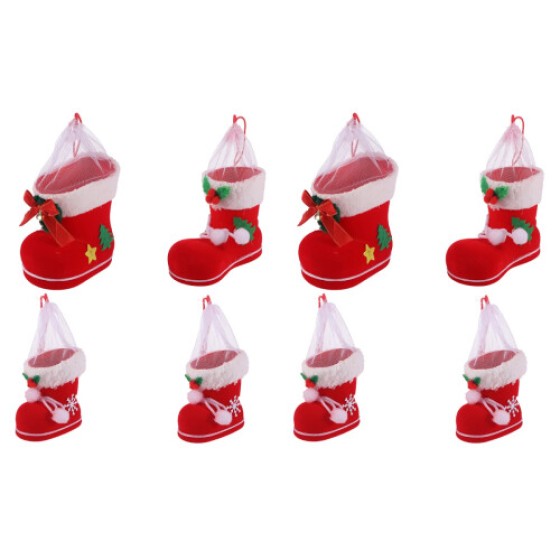 8 Pieces of Boot-Shaped Candy Holder Bags Home Decoration