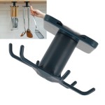 ABS Kitchen Utensil Hook 360 Rotation Strong Adhesive Claws Blue