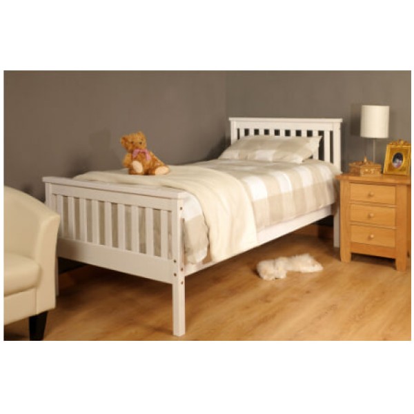 Talsi Wooden Bed Frame and Tanya Mattress, 3ft Single Bed, White