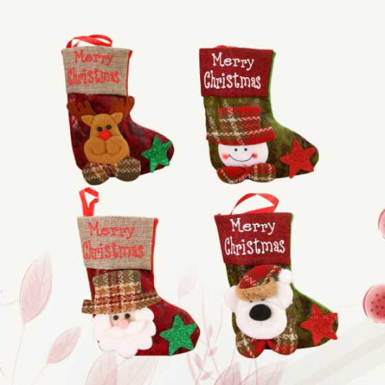 4 Pieces Christmas Stocking Bag-Shaped Faux Leather
