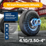 重厚なメッシュ鋼製ガーデンカート 880 ポンド容量 折りたたみ式ユーティリティワゴン、取り外し可能なサイドと10インチ車輪、赤色