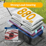 重厚なメッシュ鋼製ガーデンカート 880 ポンド容量 折りたたみ式ユーティリティワゴン、取り外し可能なサイドと10インチ車輪、赤色