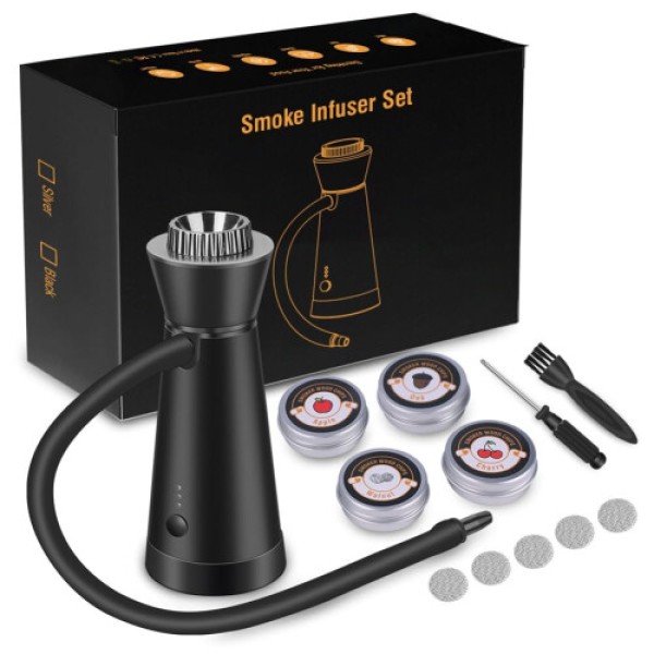 Cocktail Smoker Electric Portable Smoking Tool for Indoor Outdoor Use Handheld Smoke Injector (Model A)