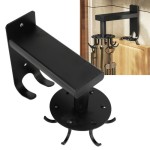 Aluminum Kitchen Utensil Rack, 6 Hooks, Black, 135x130x50mm