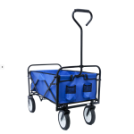 TC3015 Collapsible Outdoor Utility Wagon with 8-Inch Wheels, Padded Handle, Heavy-Duty Folding Design, Blue Color