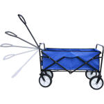 TC3015 Collapsible Outdoor Utility Wagon with 8-Inch Wheels, Padded Handle, Heavy-Duty Folding Design, Blue Color