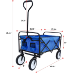 TC3015 Collapsible Outdoor Utility Wagon with 8-Inch Wheels, Padded Handle, Heavy-Duty Folding Design, Blue Color