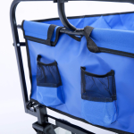 TC3015 Collapsible Outdoor Utility Wagon with 8-Inch Wheels, Padded Handle, Heavy-Duty Folding Design, Blue Color