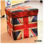 (Union Jack) Ottoman Seat Storage Box Chair Bench Lid