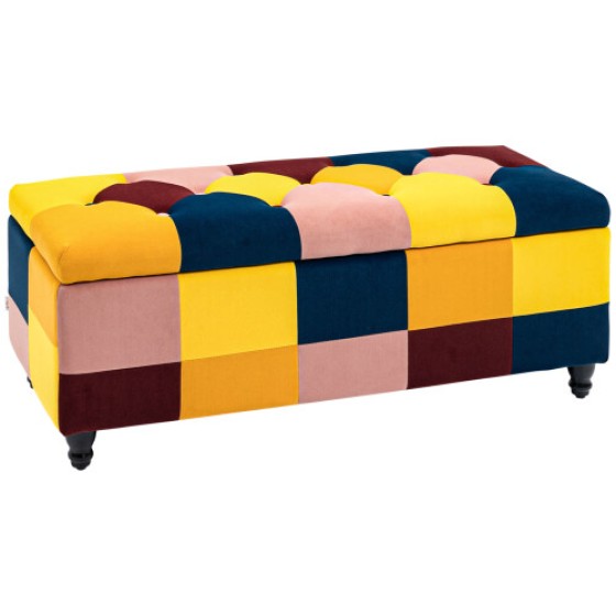 HOMCOM 114 x 47 x 47 cm Velvet Storage Ottoman, Button-Tufted Footstool