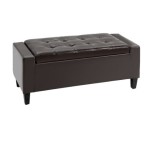 HOMCOM 40x90 cm PU Leather Storage Ottoman, Wooden Frame, with Tufted Legs, Brown