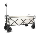 YSSOA Extended Folding Utility Wagon 330LBS Heavy Loaded Collapsible Garden Cart with AntiSlip Wheels Adjustable Handle and S