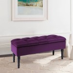 Purple Upholstered Storage Bench Footstool Piano Bench Hallway Bench