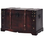 Wooden Storage Chest Treasure Box Blanket Toys Lid Bedding Brown Trunk