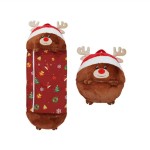 (Elk, 180*70 cm) Large sleeping bag for children with doll-shaped plush, animal-shaped.