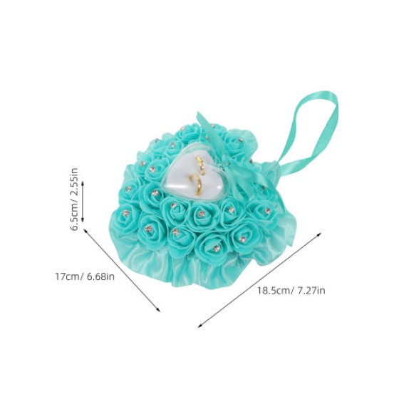 Ring Pillow with Rose, 2 Compartments for Bride