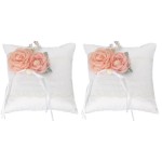 2 Pieces White Pillow with Flower for Wedding