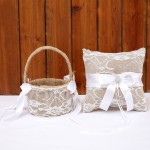 Linen Wedding Pillow Set with Bow