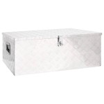 vidaXL Storage Box Silver 100x55x37 cm Aluminium Storage Chest Blanket Box