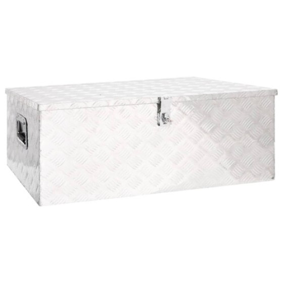 vidaXL Storage Box Silver 100x55x37 cm Aluminium Storage Chest Blanket Box