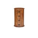 4-Drawer Drum Chest – Solid Sheesham Wood Storage Cabinet, 45x45x70 cm, Honey Dark Finish