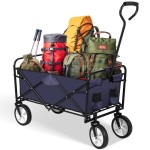 YSSOA Rolling Collapsible Garden Cart Camping Wagon with 360 Degree Swivel Wheels Adjustable Handle 220lbs Weight Capacity B
