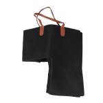 Stair Basket with Leather Handles, Foldable Felt Organizer for 16 Stairs, Black, Internal Support Design