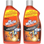 Mr Muscle 排水管クリーナー、シンク排水管クリーナー、速効性、強力ジェル、詰まりを解消、漂白剤の3倍の洗浄力、あらゆる排水管に対応、ダブルパック、500ml×2