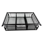 Under Desk Storage Tray Basket - Divided Metal Cabinet Organizer Drawer for Home Office Supplies, Kids and Adults, Black