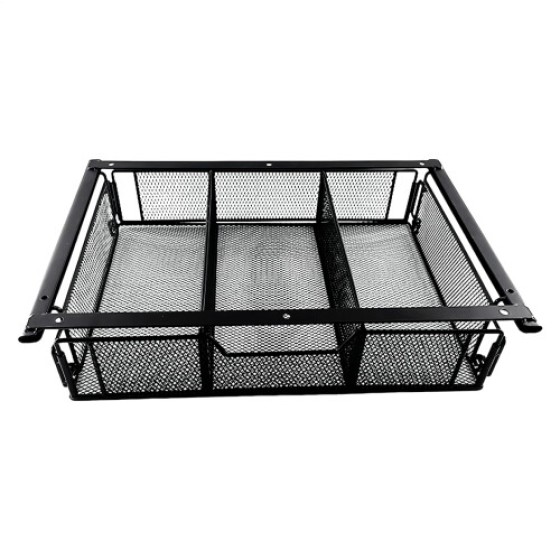 Under Desk Storage Tray Basket - Divided Metal Cabinet Organizer Drawer for Home Office Supplies, Kids and Adults, Black