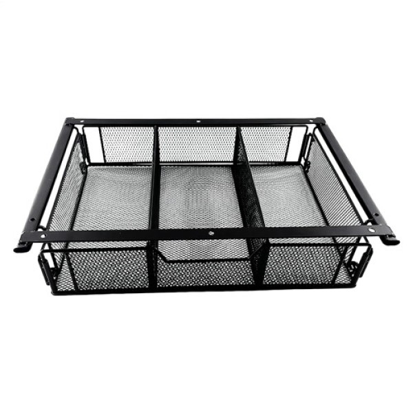 Under Desk Storage Tray Basket - Divided Metal Cabinet Organizer Drawer for Home Office Supplies, Kids and Adults, Black