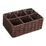 Decorative Woven Storage Basket Multi-Grid Organizer for Cosmetics and Snacks, Versatile for Office, Bathroom, and Bedroom