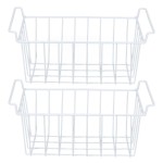 Pack of 2 Freezer Baskets Organiser, Large Wire Storage Basket with Handles for Kitchen and Pantry (49.5 x 24.5 x 20 cm)