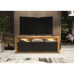 Shine 160cm TV Unit LED - Oak & Black Matt Doors