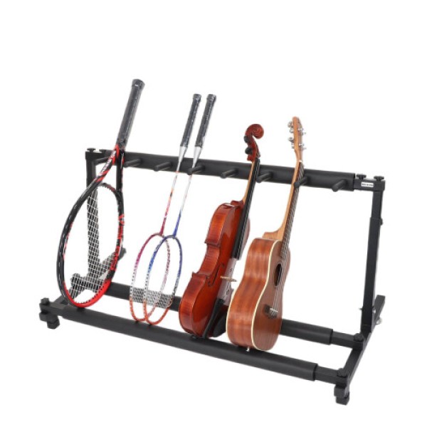 Tennis Racket Storage Rack, Adjustable Foldable Steel Holder for 7 Rackets, Badminton Organizer, Space-Saving Design