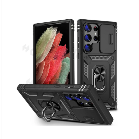 （ブラック、Samsung S25 Ultra）Samsung Galaxy S25 Ultra 用カメラスライドレンズケース