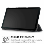 Samsung Galaxy Tab A (2019) 10.1インチ 三つ折り耐衝撃レザーケース (Samsung Tab A 2019 10.1" T510 T515、ネイビーブルー)