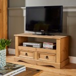 TV Stand Waxed Pinewood, Double Drawer TV Stand, Corner Cabinet, Solid Wood