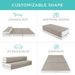 Best Choice Products 4-Inch Portable Folding Mattress for Twin Beds, Camping, Kids, Plush Foam with Storage Case