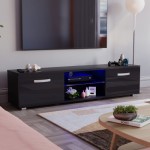 (Cosmo 160 cm LED TV Stand, Black, with 2 Cabinet Doors and Shelves)