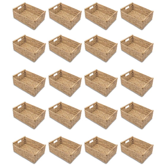 Small Wicker Baskets for Organizing Bathroom, with Wooden Handle