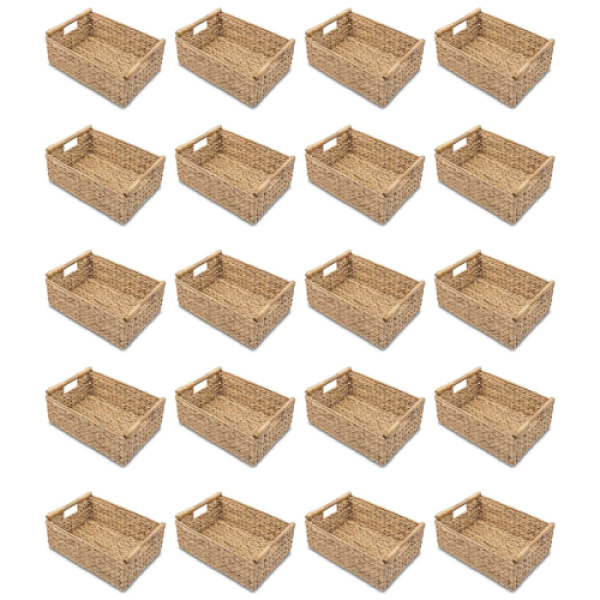 Small Wicker Baskets for Organizing Bathroom, with Wooden Handle