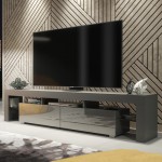 200 cm TV Stand – Dark Gray High Gloss Doors
