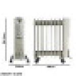 デウォー 11フィン オイルヒーター 2500W 大型部屋用 ポータブル サーモスタット付き