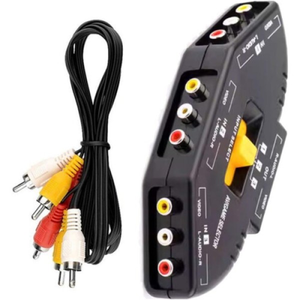 Video Switch Box with 3 Inputs and 1 Output, Black HDMI Splitter, Compatible with Gaming Consoles and Home Theater Systems