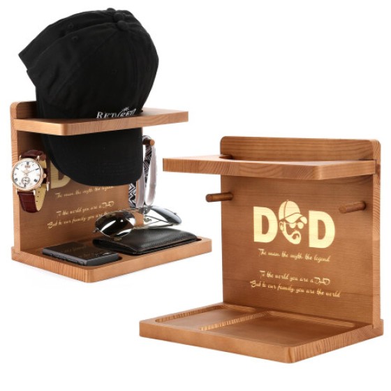 Wooden Hat Stand for Dad, Best Father's Day Gifts from Daughter Son, Baseball Cap Organizer, Desk Storage Rack