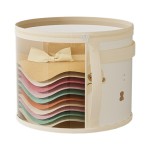 Cupboard Hat Storage Box, Round Foldable Hat Box with Lid, Carrying Strap for Various Hat Styles and Sizes